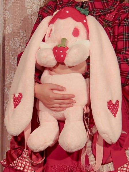 [$79.00]Ready to Ship Birthday Gift Shopping Strawberry Bunny Plush Bag